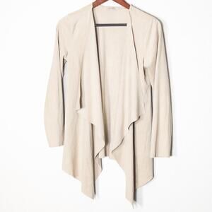 Soft Surroundings Draped Faux Suede Cardigan Beige XS Coastal Minimalist